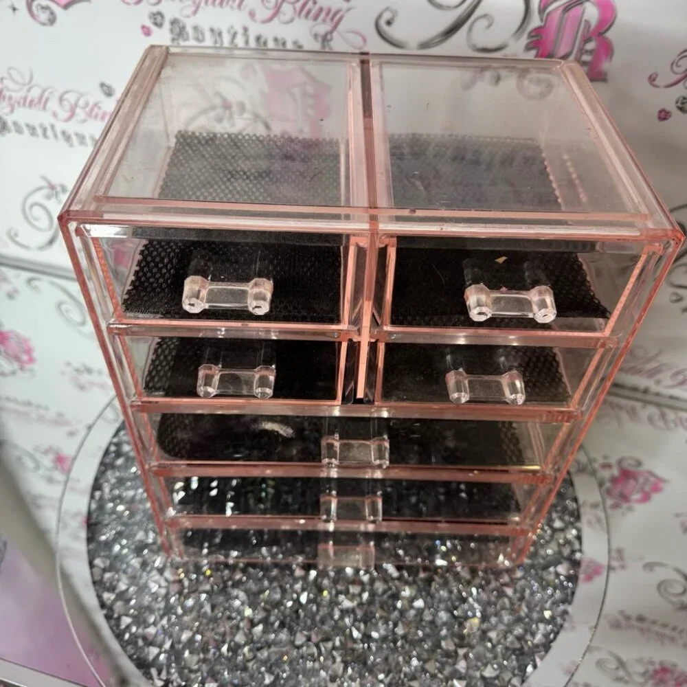 Organizer Pink 7 drawer Acrylic Makeup cosmetic Organizer drawers shelf